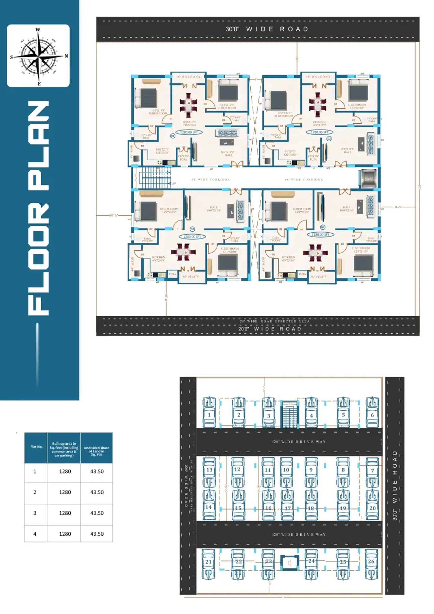 Plot No. 18 floor plan and parking